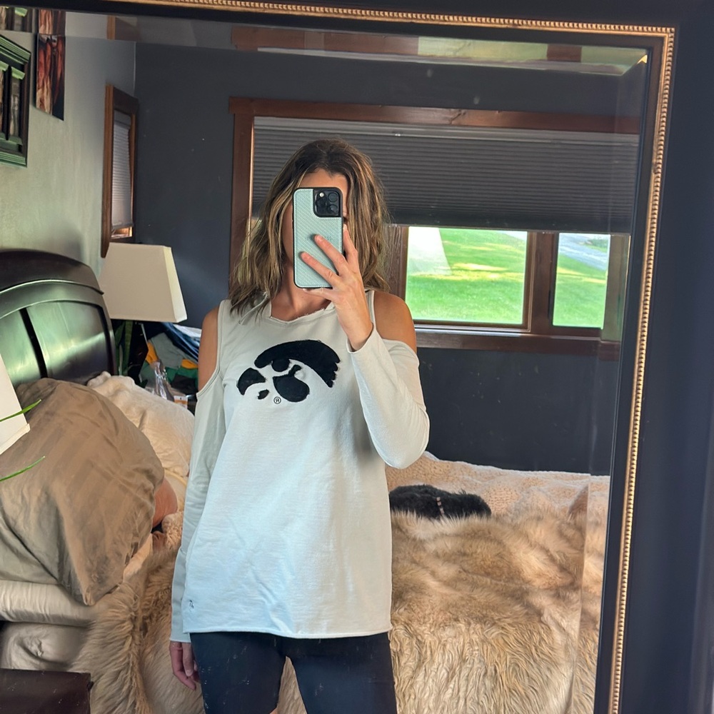 Iowa Hawkeye Cold Shoulder Top with Herky Graphic